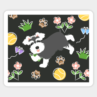 Playing Miniature Schnauzer - Black Sticker